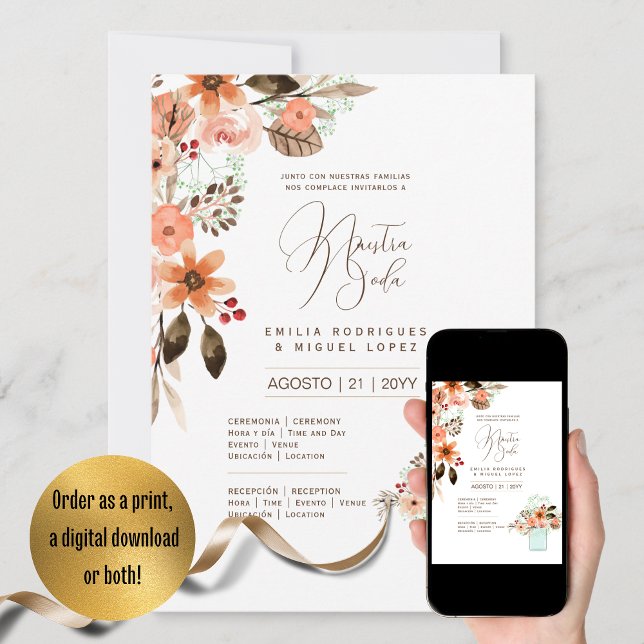 Espanol Invitación de Boda Summer Floral Wedding I Invitation (Creator Uploaded)