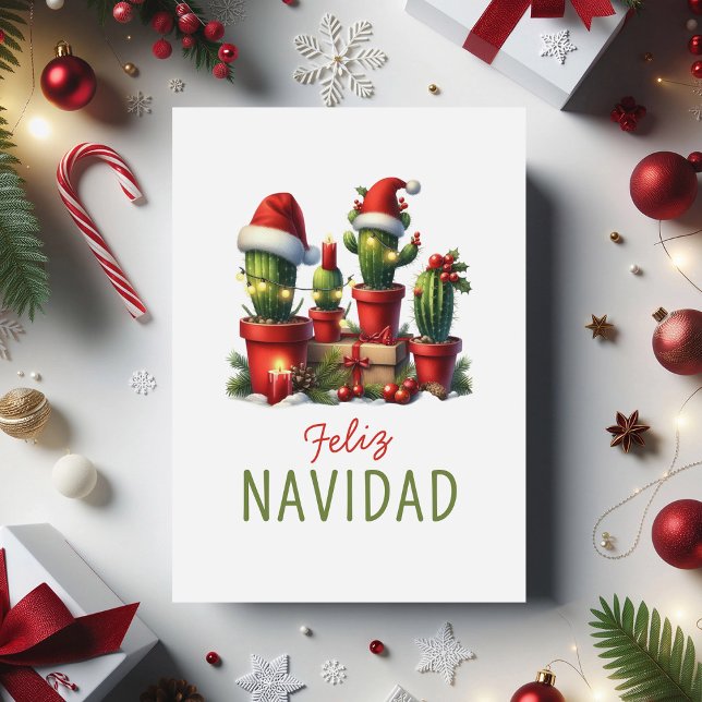 Espanol Mexican Feliz Navidad Cactus Holiday Card (Creator Uploaded)
