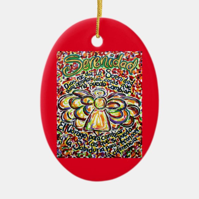 Español Serenity Prayer Angel Ornament Pendant (Front)