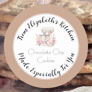 Especially For You Brown Floral Mixer Home Baked Classic Round Sticker