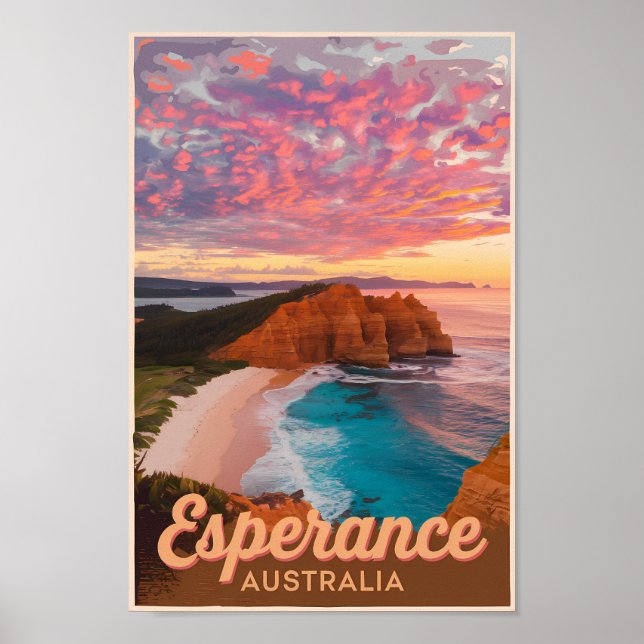 Esperance Australia Illustration Travel Art Retro Poster (Front)