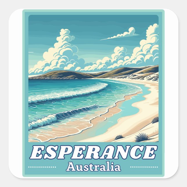 Esperance in Western Australia Retro Skyline Square Sticker (Front)