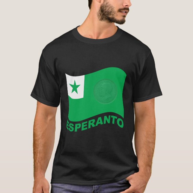 Esperanto flag+text and zamenhof, T-Shirt (Front)