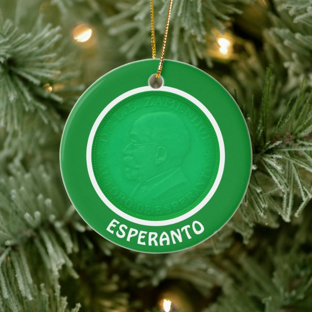 Esperanto flag + Zamenhof, Ceramic Tree Decoration (Tree)