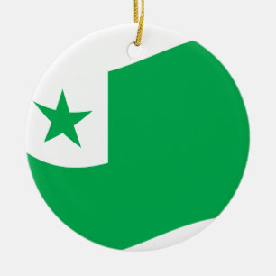 Esperanto flag + Zamenhof, Ceramic Tree Decoration