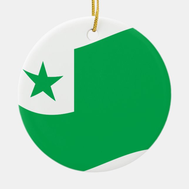 Esperanto flag + Zamenhof, Ceramic Tree Decoration (Front)