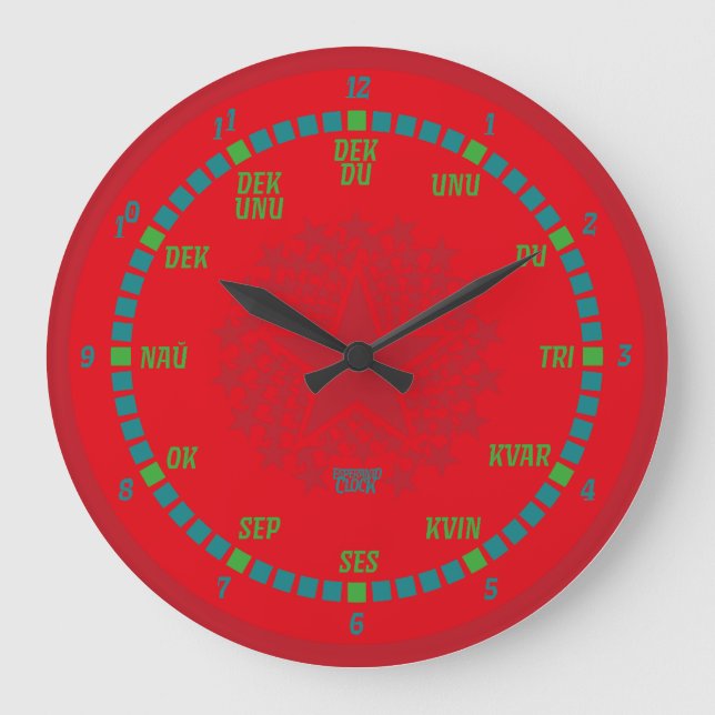 ESPERANTO LANGUAGE BY MASANSER PIXELAT LARGE CLOCK (Front)