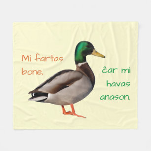 Esperanto: Mi fartas bone, ĉar mi havas anason. Fleece Blanket