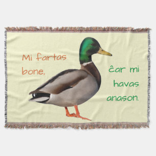 Esperanto: Mi fartas bone, ĉar mi havas anason. Throw Blanket