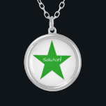 Esperanto: Saluton Silver Plated Necklace<br><div class="desc">Saluton, Esperantistoj! Share your interest in the ultimate international language with others you meet. You might meet some unexpected fellow Esperantists or garner interest in the Esperanto language and culture with this conversation starter. “Saluton” means “hello” in Esperanto. This item features the unmistakable Esperanto flag and green star in the...</div>