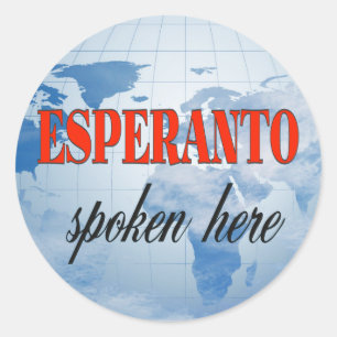 Esperanto spoken here cloudy earth classic round sticker