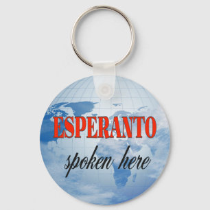 Esperanto spoken here cloudy earth key ring