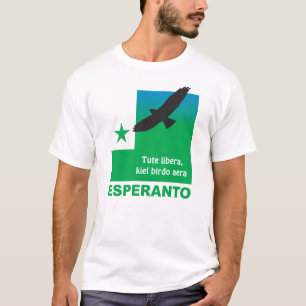 Esperanto / "Tute libera, kiel birdo aera", T-Shirt