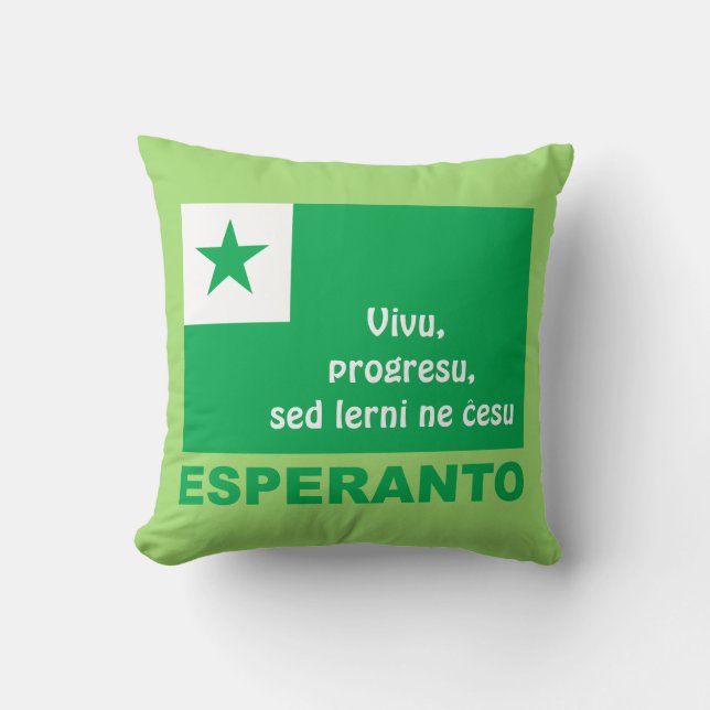 Esperanto / "Vivu, progresu, sed lerni ne ĉesu", Cushion (Front)