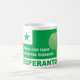 Esperatnto / "Pomo ĉiun tagon forturnas malsanon", Coffee Mug