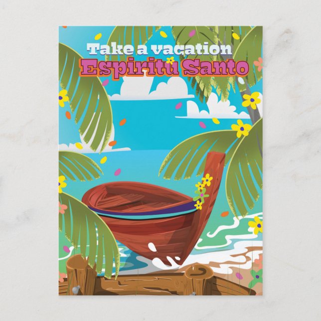 Espiritu Santo vacation travel poster. Postcard (Front)