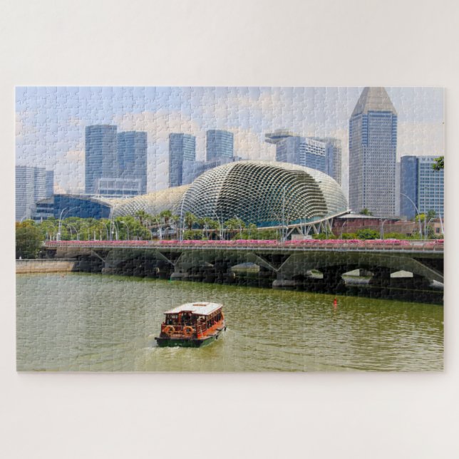 Esplanade Bridge and boat, Singapore Jigsaw Puzzle (Horizontal)