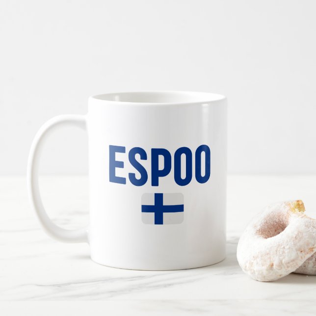 ESPOO Finland Flag Coffee Mug (With Donut)