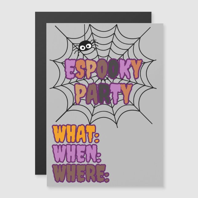 Espooky Party Fun Spooky Spider Magnetic Invitation (Front/Back)
