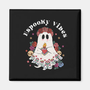 Espooky Vibes Cute Ghost Funny Mexican Halloween C Magnet