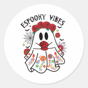 Espooky Vibes Halloween Ghost Mexican Concha Spook Classic Round Sticker
