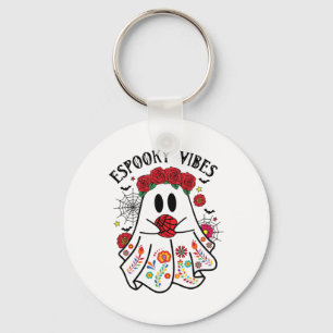 Espooky Vibes Halloween Ghost Mexican Concha Spook Key Ring