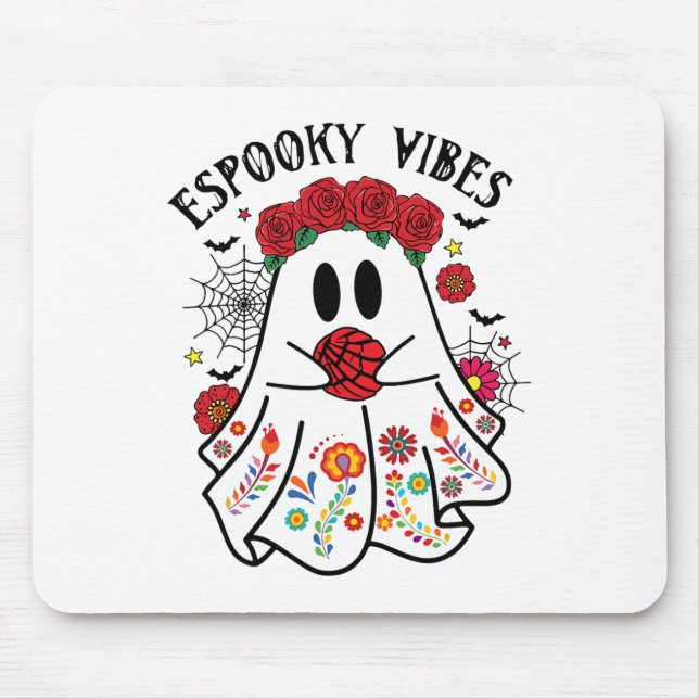 Espooky Vibes Halloween Ghost Mexican Concha Spook Mouse Mat (Front)