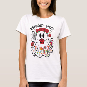 Espooky Vibes Halloween Ghost Mexican Concha Spook T-Shirt
