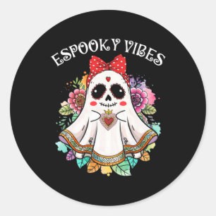 Espooky Vibes Maestra Halloween Spanish Mexican Te Classic Round Sticker