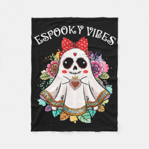 Espooky Vibes Maestra Halloween Spanish Mexican Te Fleece Blanket
