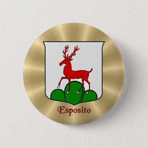 Esposito Historical Shield on Golden Sunburst 6 Cm Round Badge