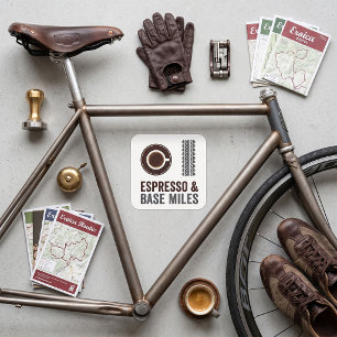 Espresso and Base Miles Cycling Coffee Lover Square Sticker