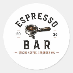 ☕ Espresso Bar Coffee Shop Staff Logo ☕ Classic Round Sticker