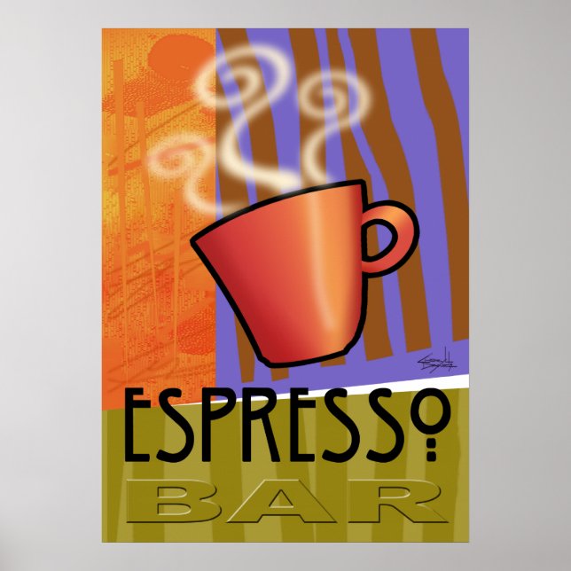 Espresso Bar | orange lilac olive green Poster (Front)