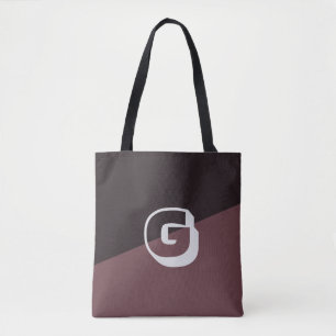 Espresso Black Dusty Mauve Minimal Diagonal Tote Bag