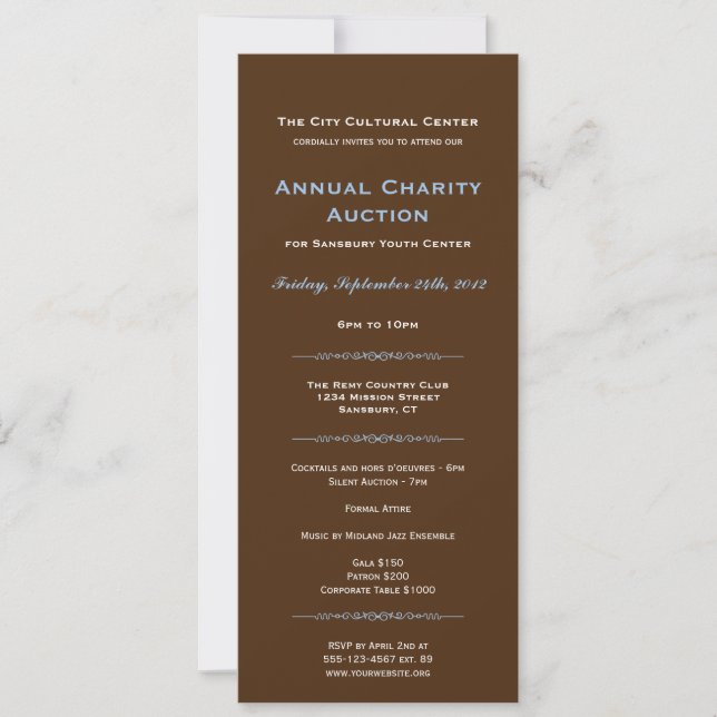 Espresso blue business gala event corporate long invitation (Front)