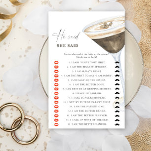 Espresso bridal shower He said she said game