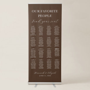 Espresso Brown 16 Tables Seating Chart Wedding Retractable Banner