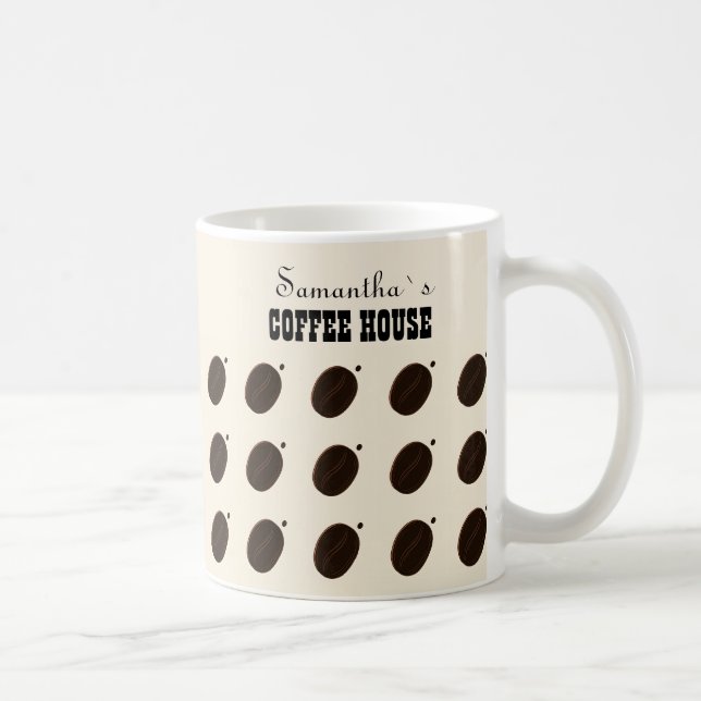 Espresso Brown Coffee Bean Pattern Cafe Branding Mug (Right)
