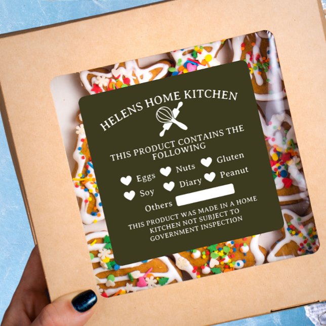Espresso Brown Food Allergy Alert Bakery Sticker (Creator Uploaded)