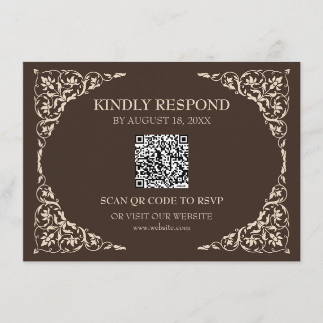 Espresso Brown QR RSVP Card (Front)