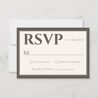 Espresso Brown Script Classic Minimalist Wedding RSVP Card