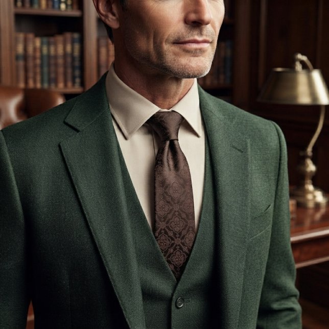 Espresso Brown Tonal Jacquard Medallion Tie (Creator Uploaded)