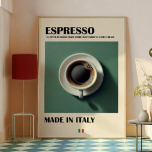 Espresso Coffee Art Print, Minimalist Coffee Poster