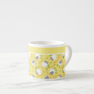Espresso Coffee Mug: Yellow, Fun Sheep Patterns Espresso Cup