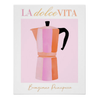 Espresso Coffee Poster, Italy Wall Art Print