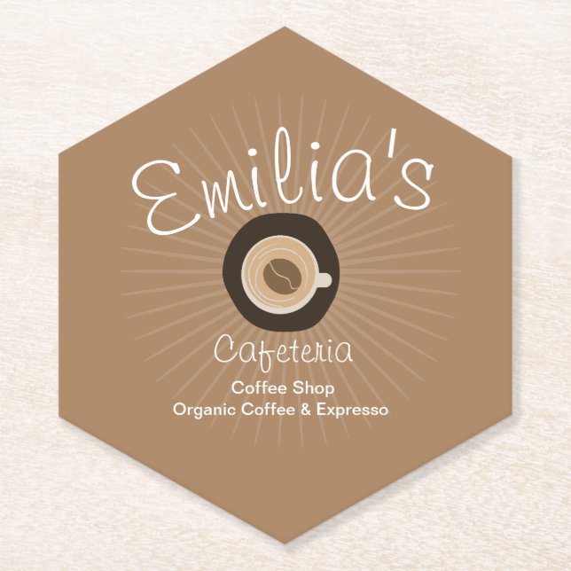 Espresso Coffee Shop Business  Logo   Paper Coaster (Front)