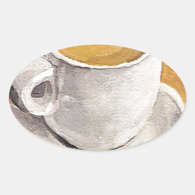 Espresso Cup and Saucer Oval Sticker (Front)