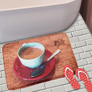 Espresso Cup and Spoon Word Cloud Bath Mat
