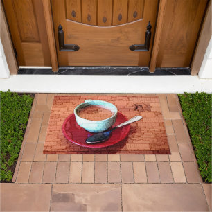 Espresso Cup and Spoon Word Cloud Doormat